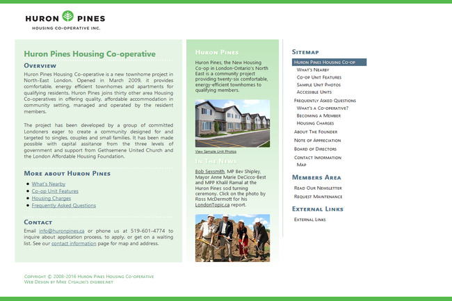 Huron Pines Co-operative website screenshot