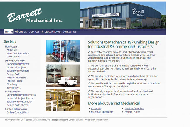 Barrett Mechanical website homepage screenshot