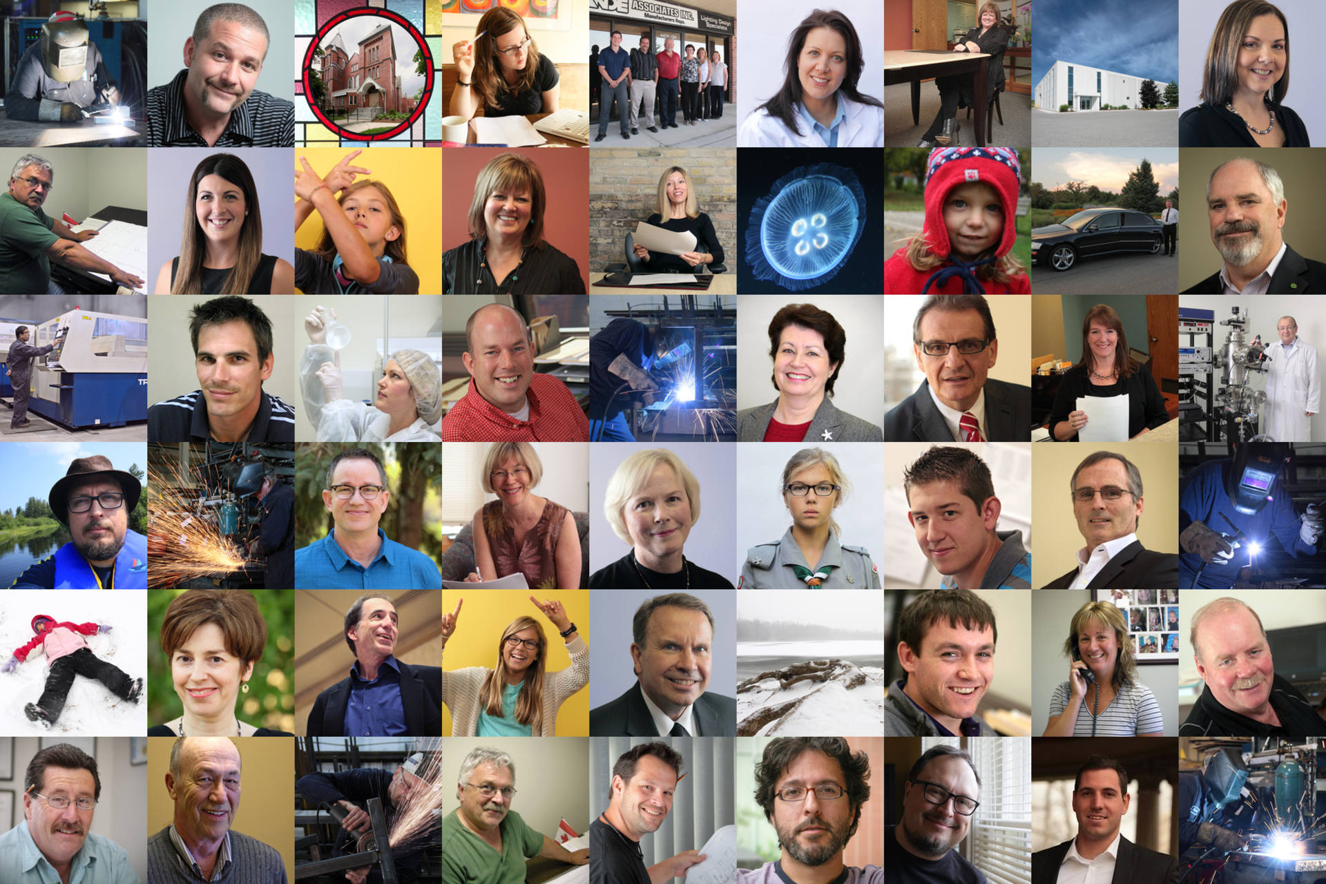 Some sample social profile portraits we have done to go along with web designs for our clients' websites.