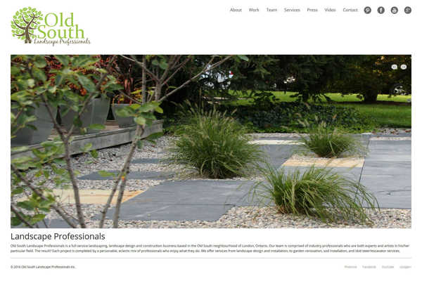 Web design by Mike Cygalski of digibee.net. London's Old South Landscape Professionals website design screenshot.