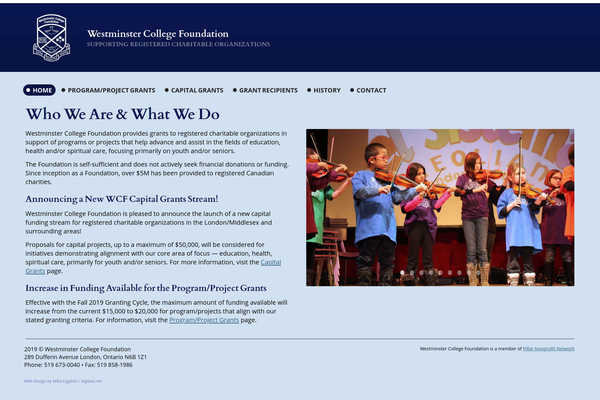 Web design by Mike Cygalski of digibee.net. Westminster College Foundation website homepage screenshot.
